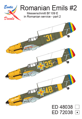 Exotic Decals 72038 Romanian Emils #2 - Messerschmitt Bf 109 E in Romanian Service - Part 2 1/72