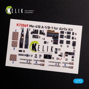 KELIK K72069 Messerschmitt Me410A-1 interior 3D decals for Airfix kit 1/72 – immagine 2