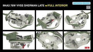 Maquette Rye Field 5135 M4A3 76W VVSS Sherman Version Standard Tardive Intérieur Complet 1/35 – image 5