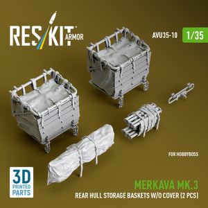 RESKIT AVU35-0010 Merkava Mk.3 rear hull storage baskets w/o cover (2 pcs) for HobbyBoss kit (3D Printed) 1/35