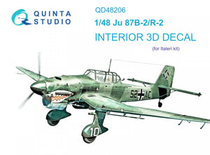 Quinta Studio QD48206 Ju 87B-2/R-2 3D-Printed &amp;amp; coloured Interior on decal paper ( Italeri ) 1/48