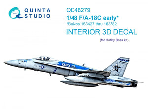 Quinta Studio QD48279 F/A-18C early 3D-Printed &amp;amp; coloured Interior on decal paper (HobbyBoss) 1/48