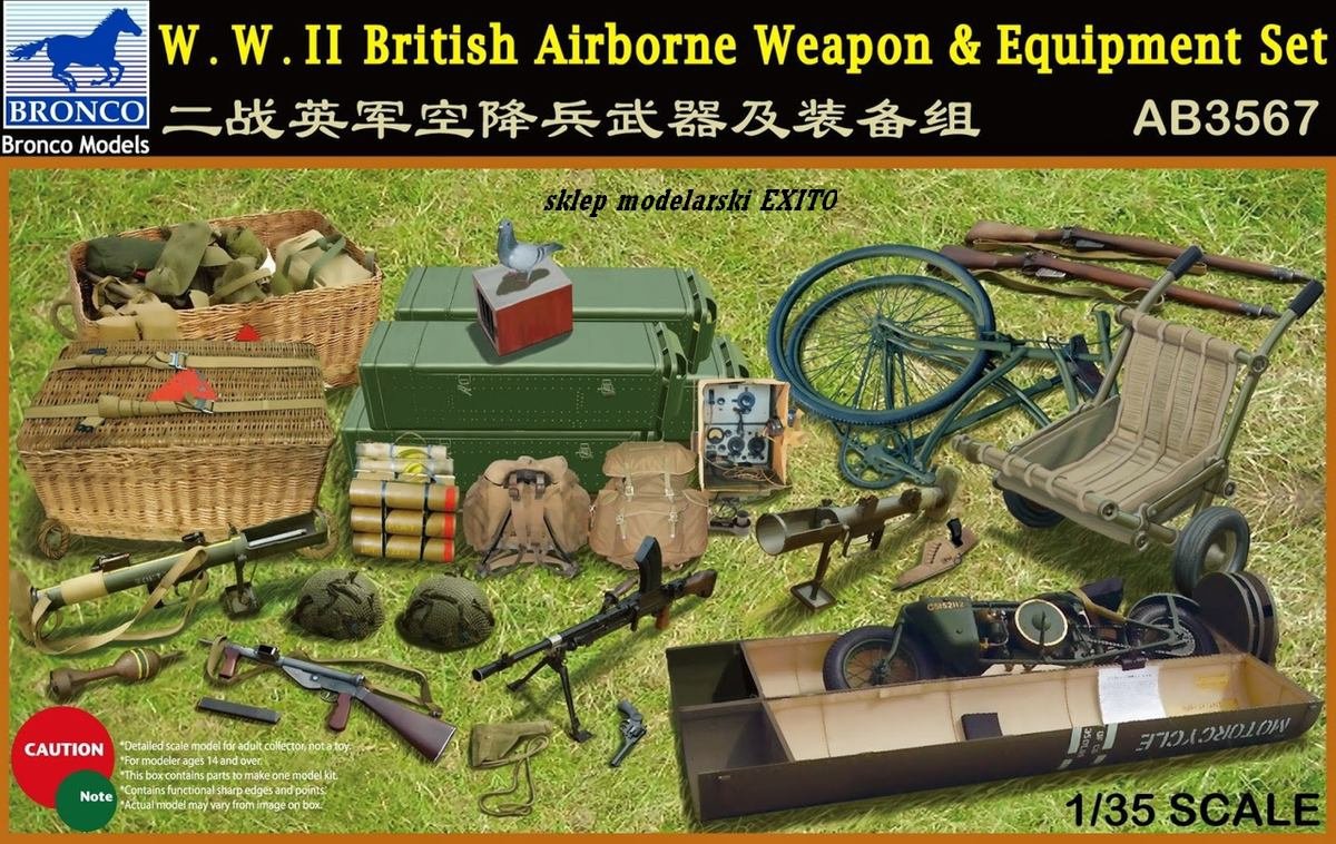 Ensemble d'équipement d'armes aéroportées britanniques Bronco AB3567 de la Seconde Guerre mondiale (1/35)
