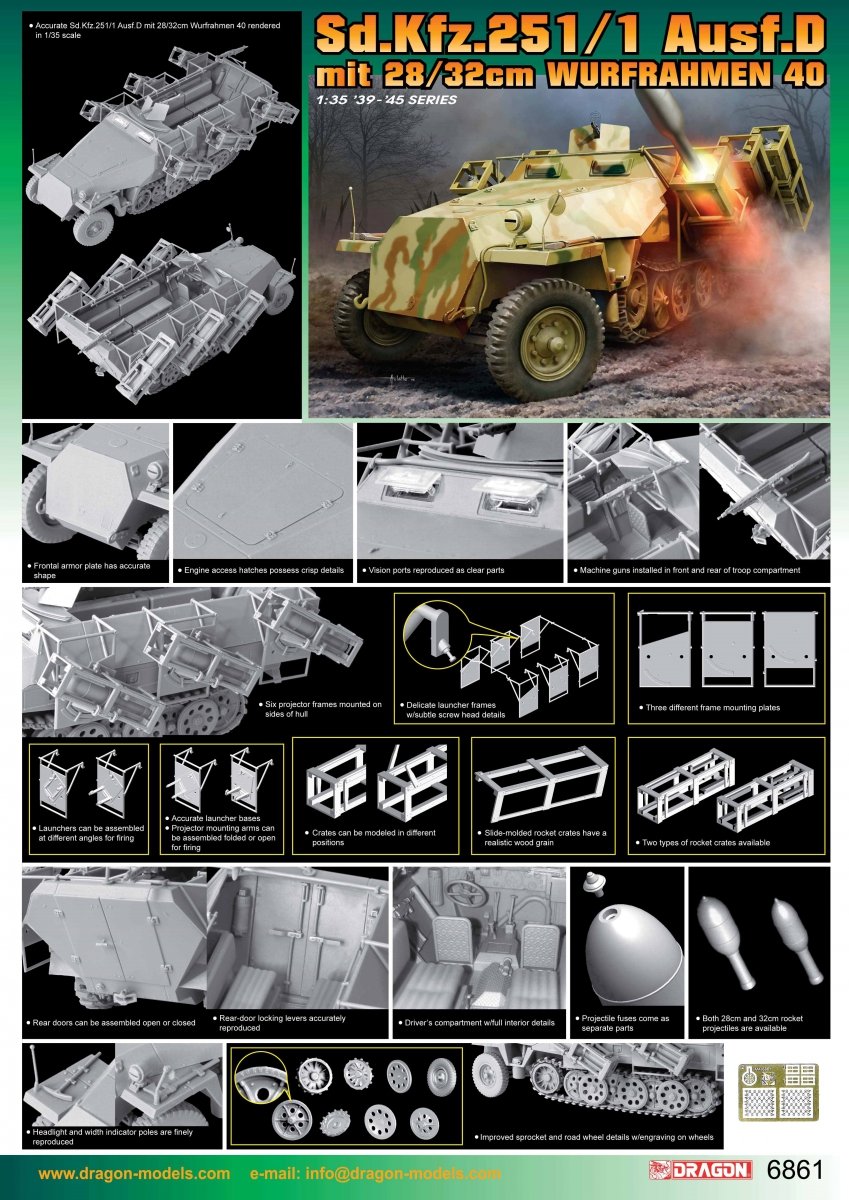 Dragon 6861 Sd.Kfz.251/1 Ausf.D mit 28/32cm Wurfrahmen 40 1/35 – immagine 2