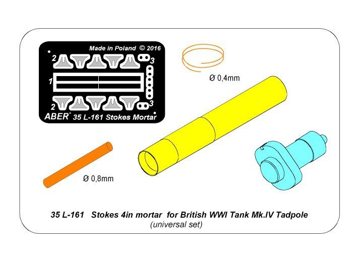 Aber 35L-161 Stokes 4in mortar for British WWI Tank Mk.IV Tadpole 1/35 – zdjęcie 6