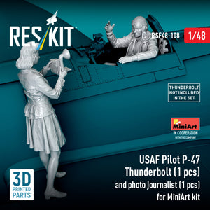 RESKIT RSF48-0108 USAF Pilot P-47 Thunderbolt (1 pcs) and photo journalist (1 pcs) for MiniArt kit (3D Printed) 1/48