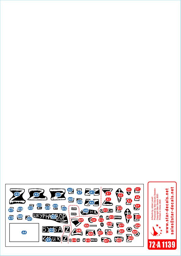 Star Decals 72-A1139 War in Ukraine # 9. Russian T-72B3 (obr 2016) 1/72 – zdjęcie 3