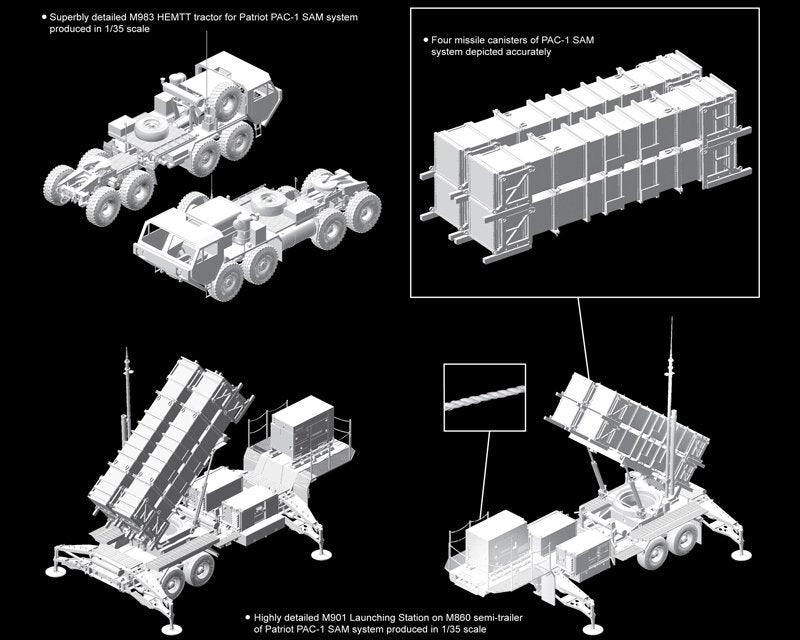 Dragon 3558 MIM-104B Patriot Surface-To-Air Missile (SAM) System (PAC-1) w/M983 HEMTT 1/35 – immagine 3