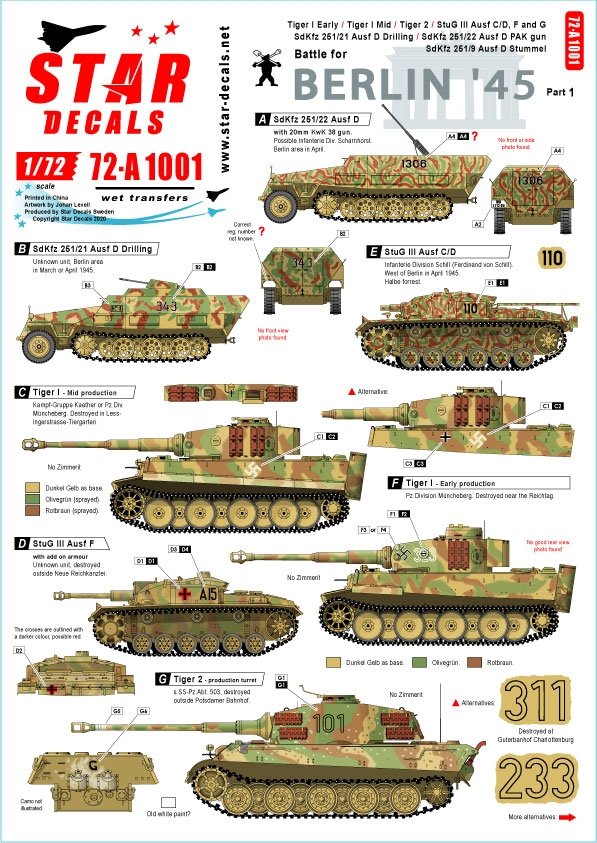 Star Decals 72-A1001 Battle for Berlin '45 1 1/72