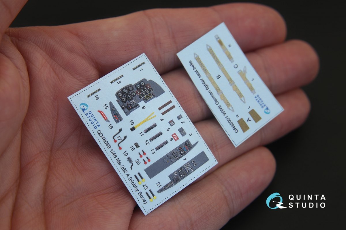 Quinta Studio QD48089 Me-262A 3D-Printed &amp;amp; coloured Interior on decal paper (for HobbyBoss kit) 1/48 – zdjęcie 3