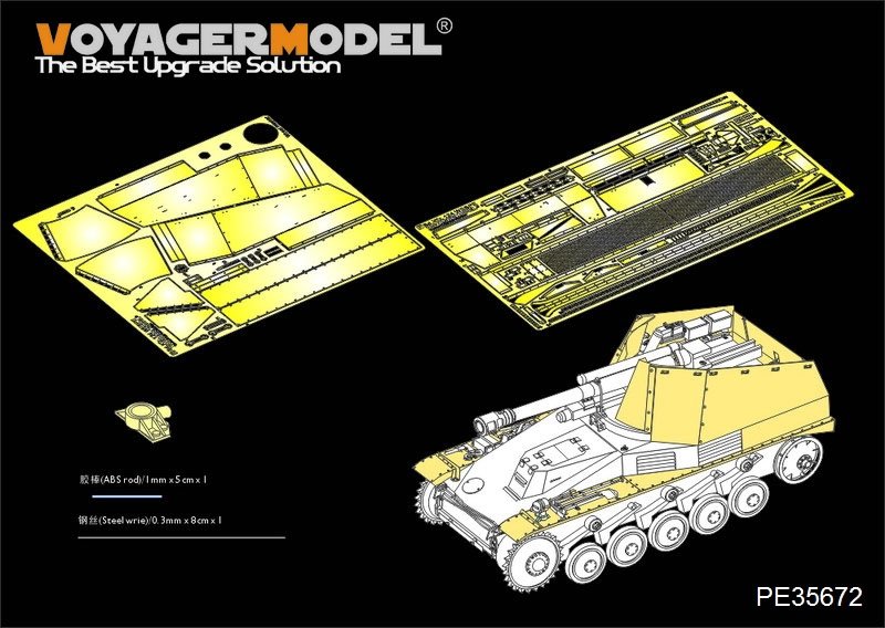 Maquette Voyager PE35672 Obusier automoteur allemand Wespe de la Seconde Guerre mondiale, ailes et blindage (pour TAMIYA 35200), échelle 1/35