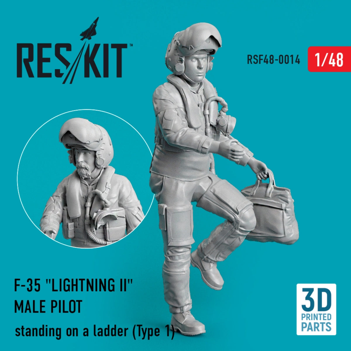 RESKIT RSF48-0014 F-35 « LIGHTNING II » PILOTE HOMME DEBOUT SUR UNE ÉCHELLE (TYPE 1) 1/48