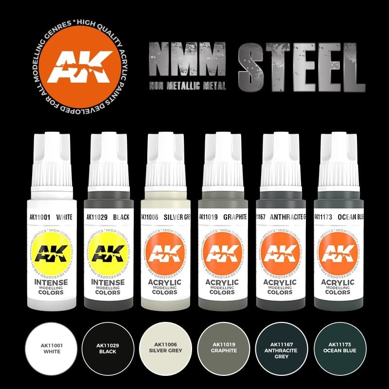 AK INTERACTIVE AK11601 3G Non Metallic Metal Steel 6x18 ml – immagine 2