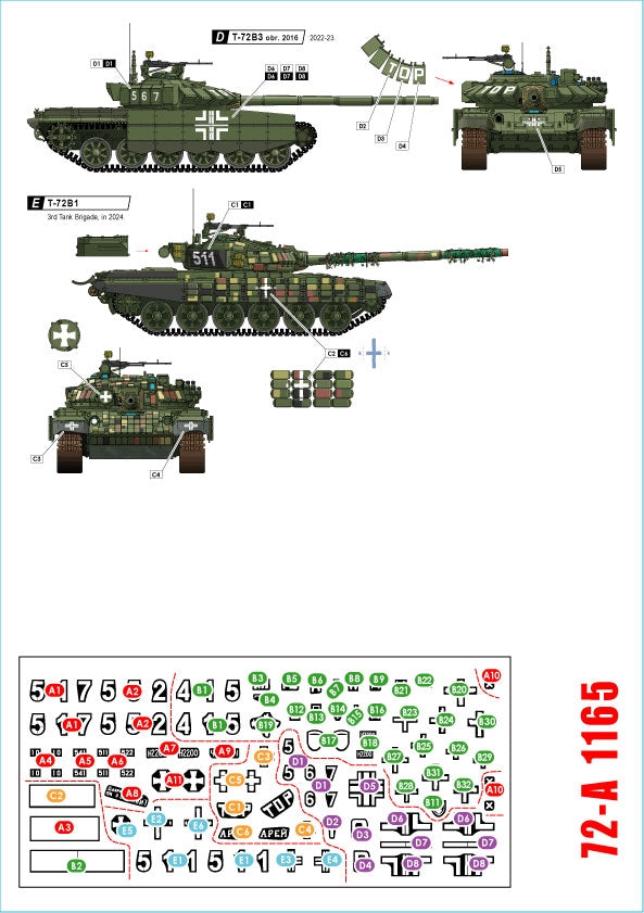 Star Decals 72-A1165 War in Ukraine 22 Ukrainian T-72B1 and T-72B3 1/72 – zdjęcie 2
