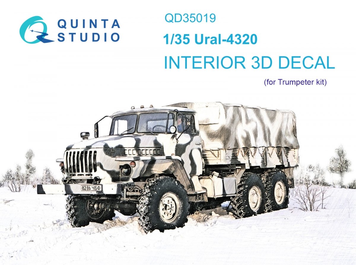 Quinta Studio QD35019 Ural-4320 3D-Printed & coloured Interior on decal paper ( Trumpeter ) 1/35
