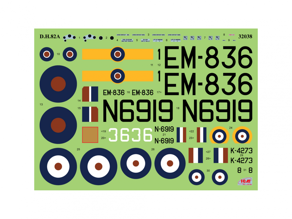ICM 32038 DH. 82A Tiger Moth with bombs 1/32 – image 2
