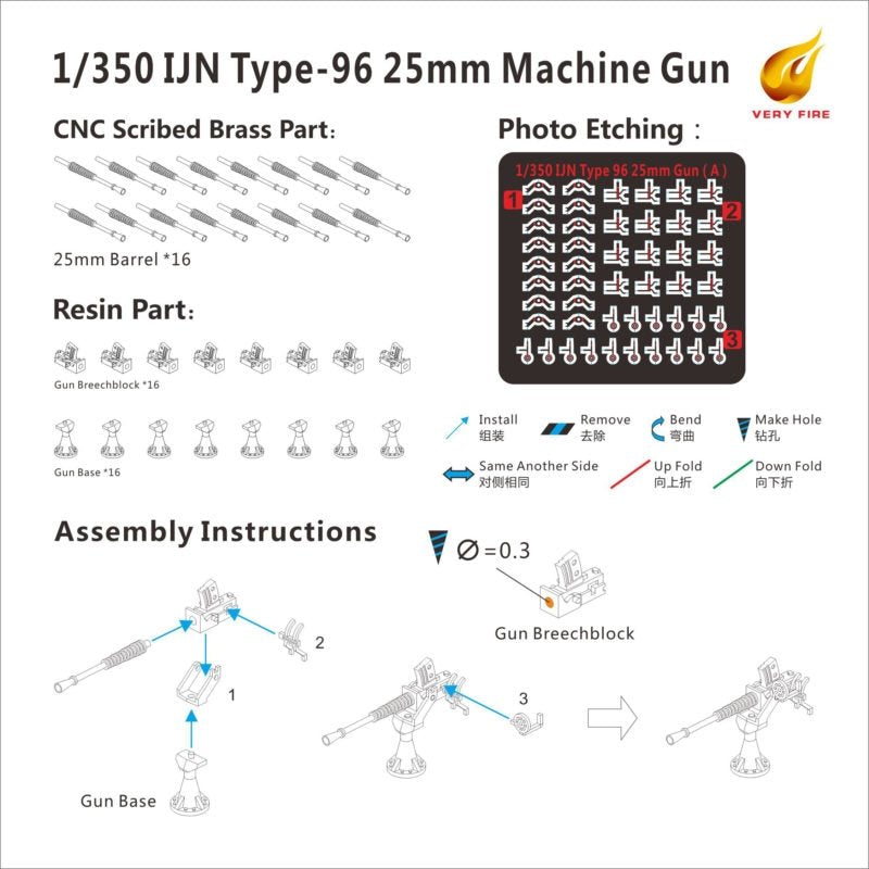Very Fire IJN01 IJN 25mm gun single (16 sets) 1/350 – immagine 2
