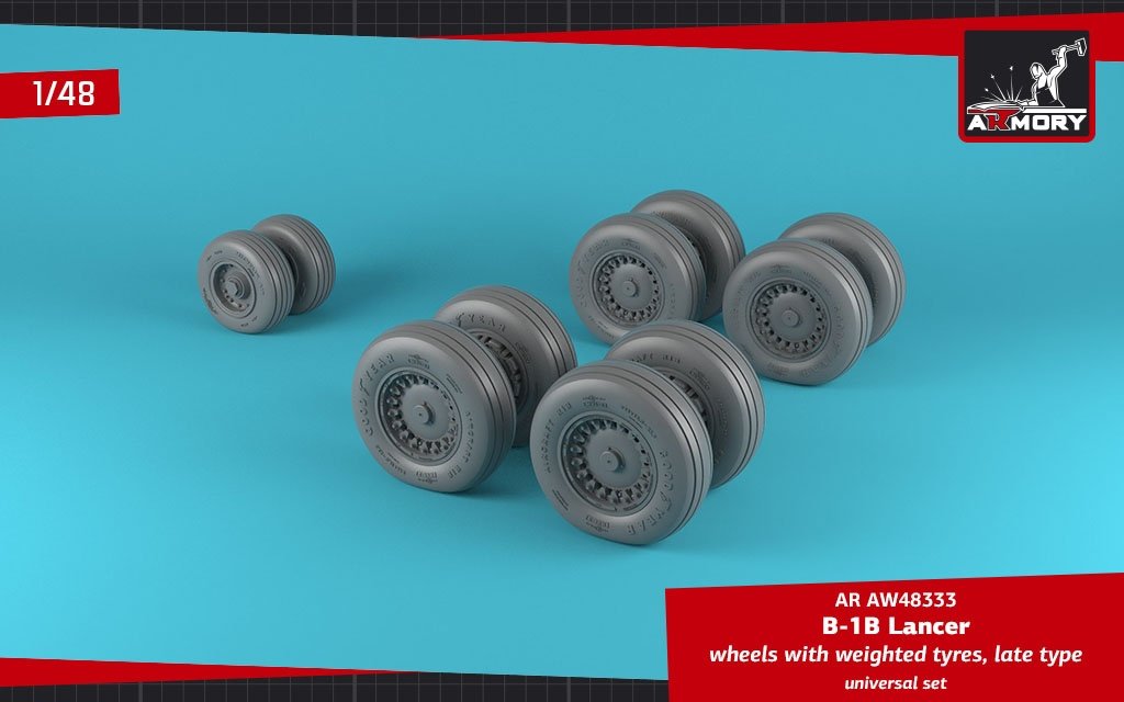 Armory Models AW48333 B-1B Lancer wheels w/ weighted tires, late 1/48 – Bild 3