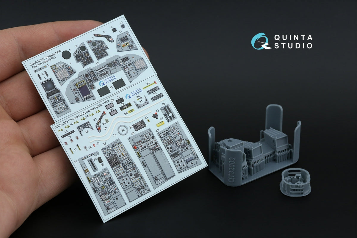 Quinta Studio QDS+32231 Tornado ECR German 3D-Printed &amp;amp; coloured Interior on decal paper (Italeri) (Small version) (with 3D-printed resin parts) 1/32 – immagine 2