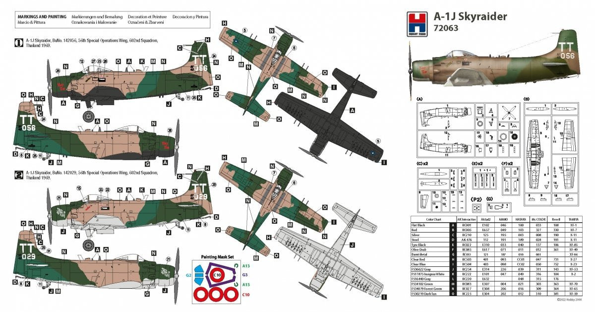 Hobby 2000 72063 A-1J Skyraider ( HASEGAWA + CARTOGRAF + MASKI) 1/72 – immagine 2