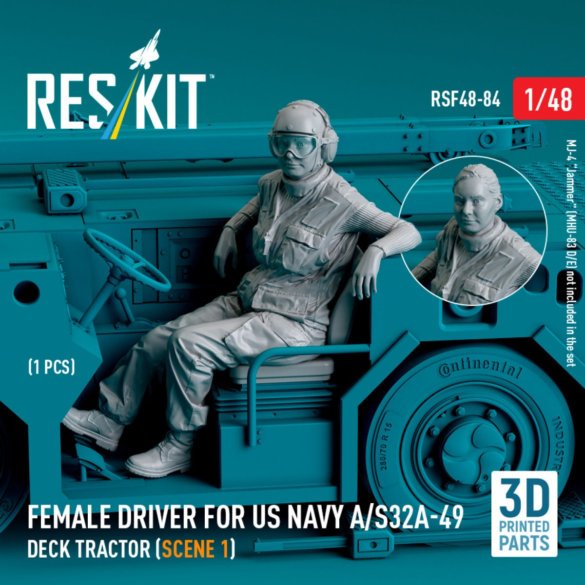 RESKIT RSF48-0084 Female driver for US NAVY A/S32A-49 Deck Tractor (scene 1) (1 pcs) (3D Printed) 1/48