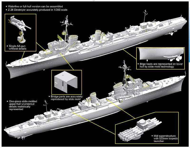Dragon 1064 German Z-26 Destroyer 1/350 – immagine 2