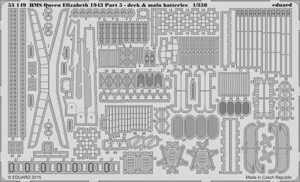 Eduard 53149 HMS Queen Elizabeth 1943 partie 5 - pont et batteries principales TRUMPETER 1/350