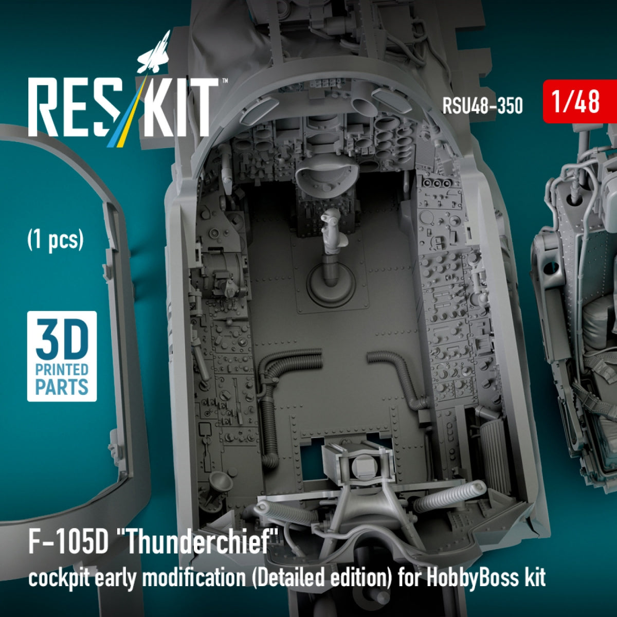 RESKIT RSU48-0350 F-105D &amp;quot;Thunderchief&amp;quot; cockpit early modification (Detailed edition) for HobbyBoss kit (3D Printed) 1/48 – Bild 3