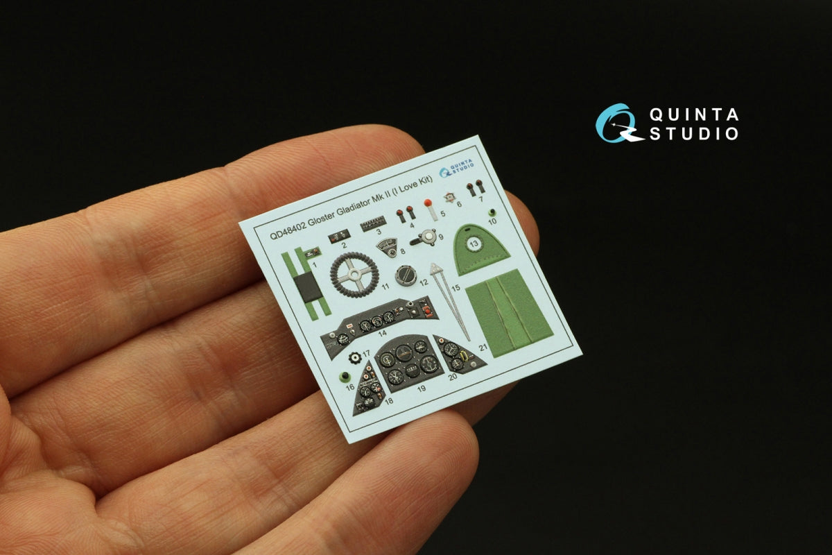 Quinta Studio QD48402 Gloster Gladiator MKII 3D-Printed &amp;amp; coloured Interior on decal paper (I Love Kit) 1/48 – Bild 4