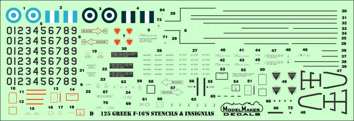 ModelMaker Decals D48137 Hellenic Air Force F-16&amp;#39;s Squadrons 1/48 – immagine 2