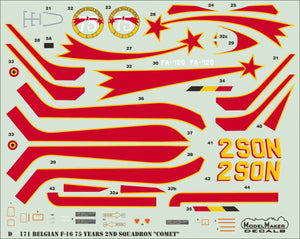 ModelMaker Decals D48171 Belgian F-16AM 75 Years 2ND Squadron „Comet” 1/48 – zdjęcie 2