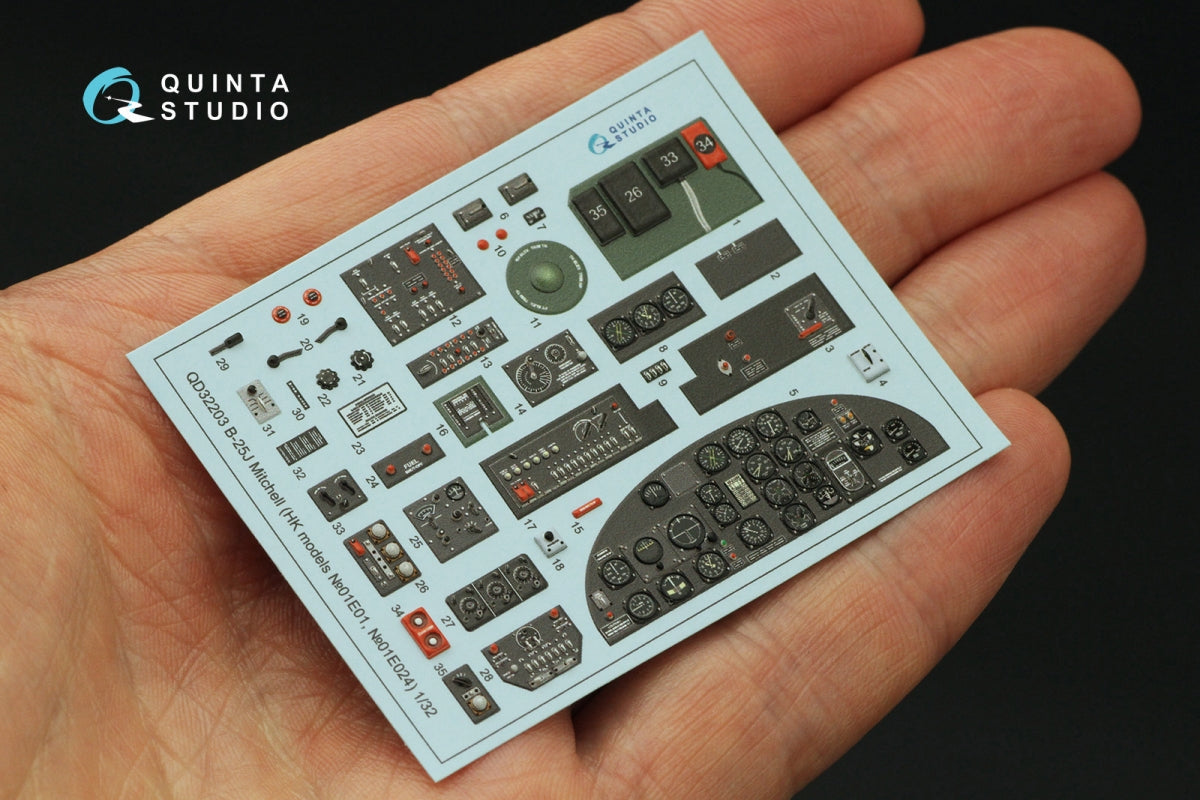 Quinta Studio QD32203 B-25J Mitchell Glass nose 3D-Printed &amp;amp; coloured Interior on decal paper (HK models) 1/32 – immagine 4