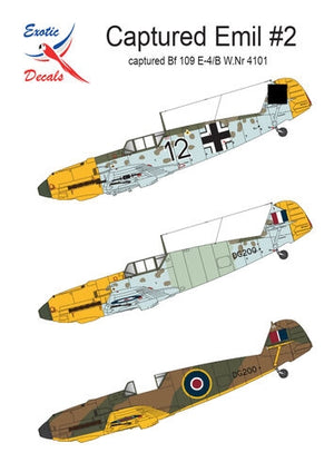 Exotic Decals 32032 Captured Emil #2 - Captured Bf 109 E-4/B W.Nr 4101 1/32