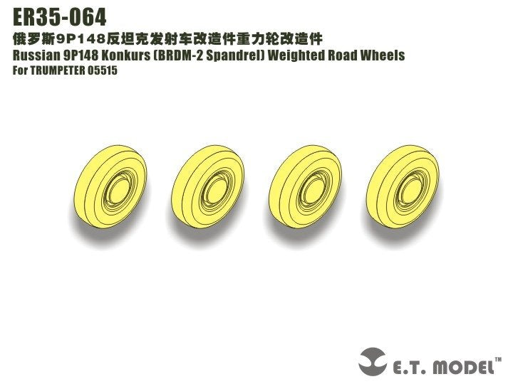 E.T. Model ER35-064 Russian 9P148 Konkurs（BRDM-2 Spandrel）Weighted Road Wheels For TRUMPETER 05515 1/35