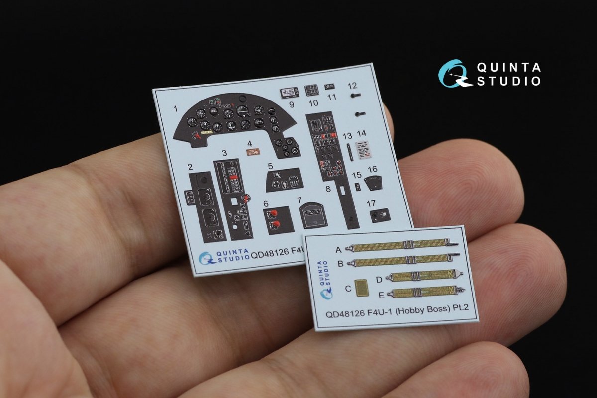 Quinta Studio QD48126 F4U-1 Corsair (Birdcage) 3D-Printed &amp;amp; coloured Interior on decal paper (Hobby Boss) 1/48 – immagine 2