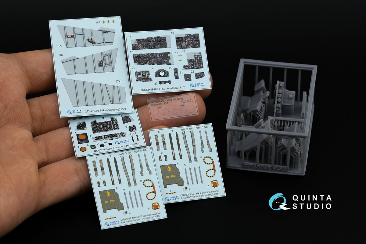 Quinta Studio QD+48489 F-4J Phantom II 3D-Printed &amp;amp; coloured Interior on decal paper (Academy) (with 3D-printed resin parts) 1/48 – immagine 2