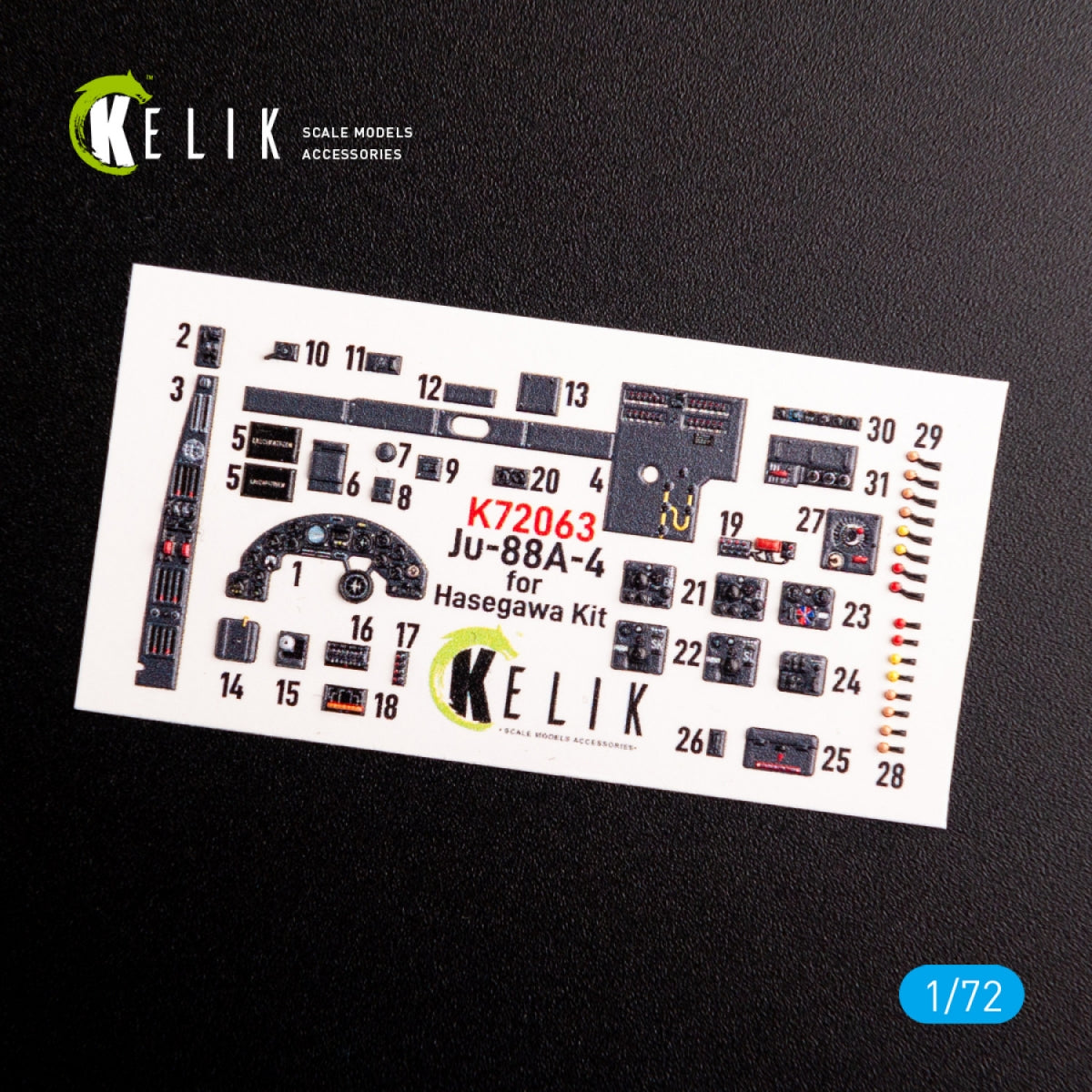 KELIK K72063 Junkers JU 88 A-4 interior 3D decals for Hasegawa kit 1/72 – immagine 3