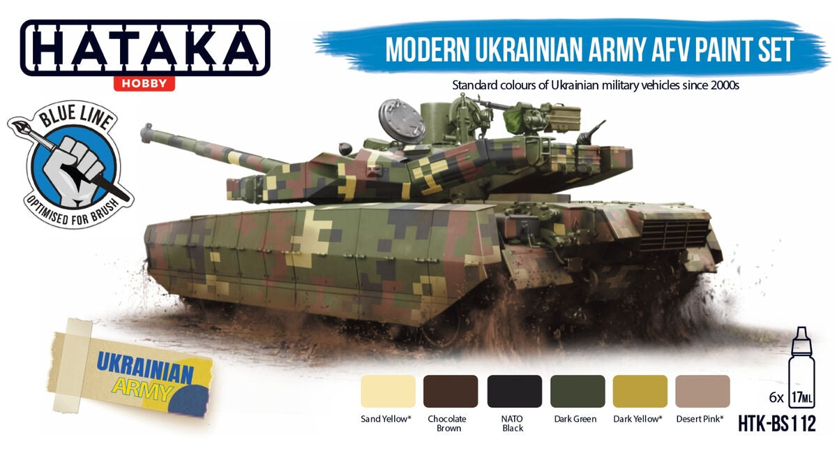Kit de peinture Hataka HTK-BS112 pour véhicules blindés de combat modernes de l&amp;#39;armée ukrainienne (6 x 17 ml)