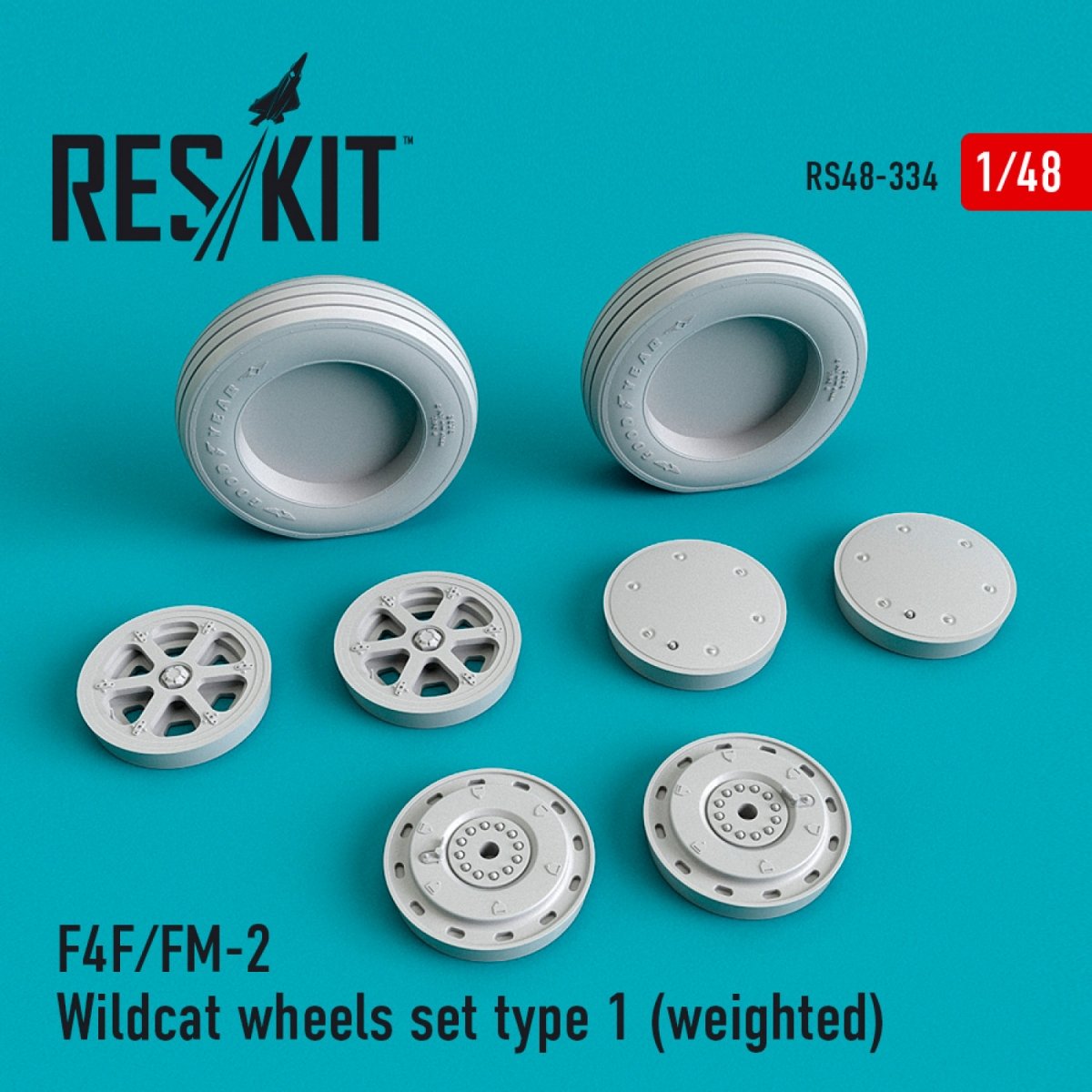 RESKIT RS48-0334 F4F/FM-2 &amp;quot;WILDCAT&amp;quot; WHEELS SET TYPE 1 (WEIGHTED) 1/48