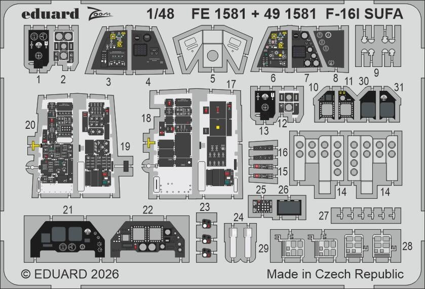 Eduard 491581 Lockheed Martin F-16 I Sufa - PE Set (for GWH Kits) 1/48