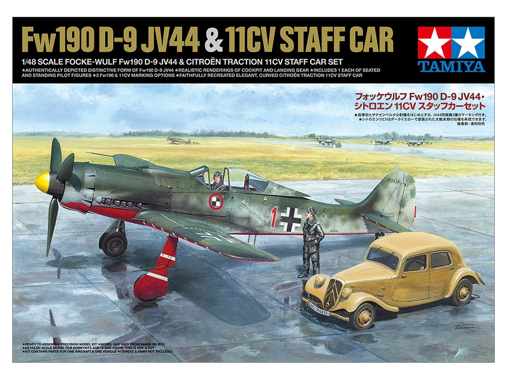 Tamiya 25213 Focke-Wulf Fw190 D-9 JV44 &amp;amp; Citroen 11CV Staff Car Set 1/48 – zdjęcie 2