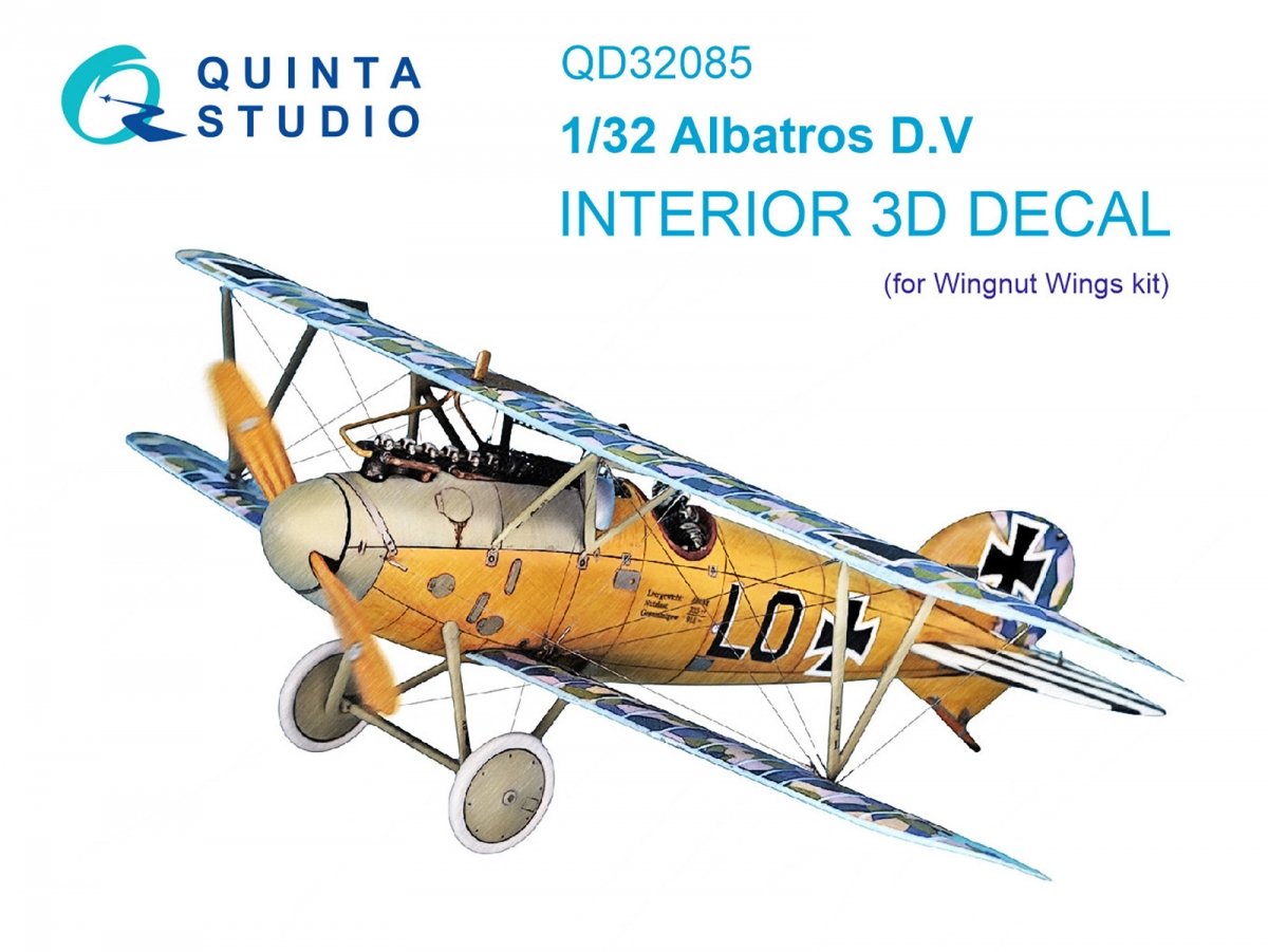 Quinta Studio QD32085 Albatros D.V 3D-Printed &amp;amp; coloured Interior on decal paper (Wingnut Wings) 1/32