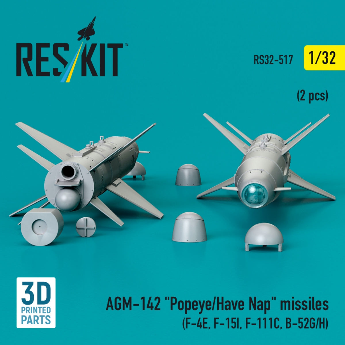 RESKIT RS32-0517 AGM-142 &amp;quot;Popeye/Have Nap&amp;quot; missiles (2 pcs) (3D Printed) 1/32 – immagine 2