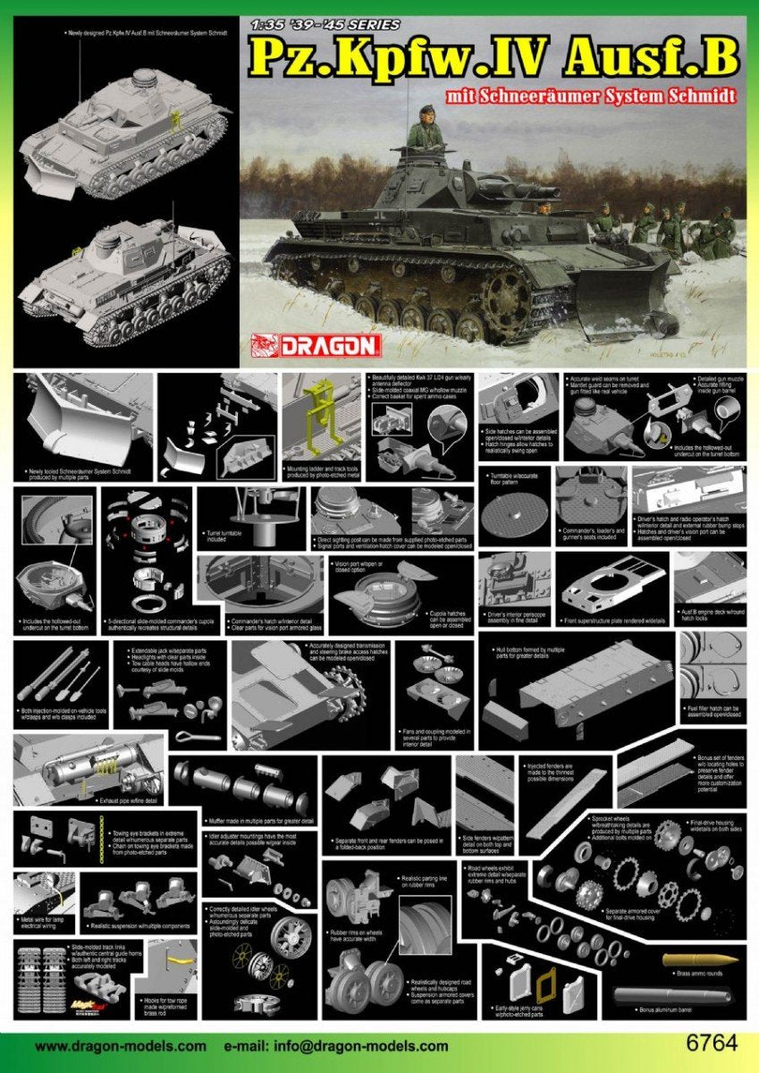 Dragon 6764 Pz.Kpfw.IV Ausf.B mit Schneeraumer System Schmidt 1/35 – imagen 4