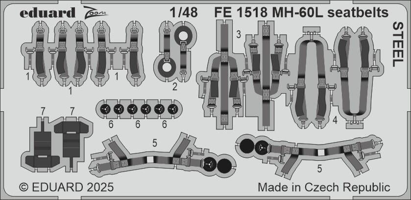 Eduard FE1518 MH-60L seatbelts STEEL ICM 1/48
