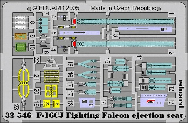Siège éjectable Eduard 32546 F-16CJ 1/32 Tamiya