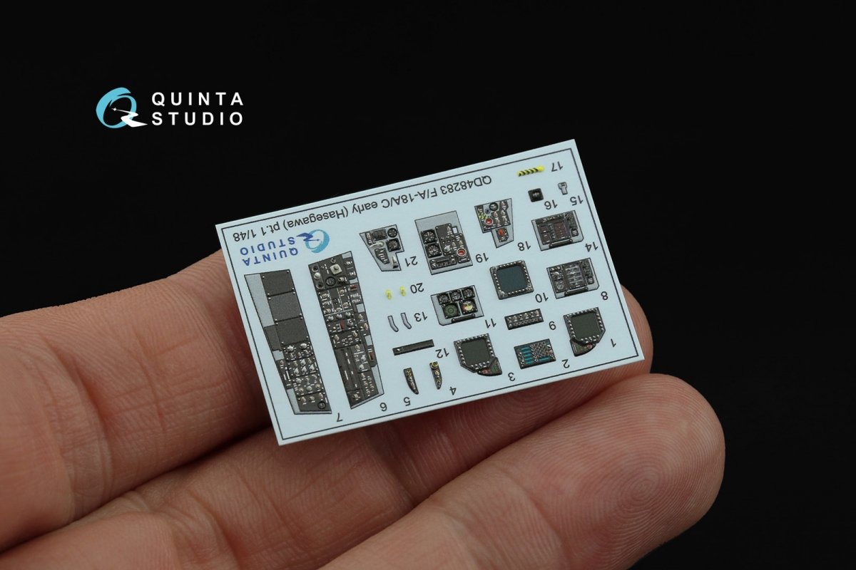 Quinta Studio QDS-48283 F/A-18A / C early 3D-Printed &amp;amp; coloured Interior on decal paper (Hasegawa) (Small version) 1/48 – immagine 2