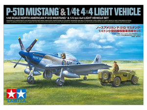 Tamiya 25205 North American P-51D Mustang &amp;amp; 1/4 ton 4x4 Light Vehicle Set 1/48 – Bild 2