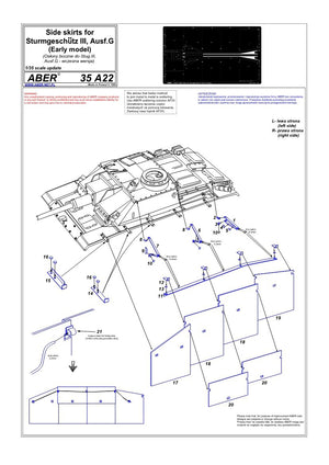 Aber 35A022 Osłony boczne do Sturmgeschutz III (wczesne) 1/35 – imagen 4