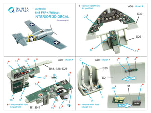 Quinta Studio QD48538 F4F-4 Wildcat 3D-Printed &amp;amp; coloured Interior on decal paper (Academy) 1/48 – immagine 2